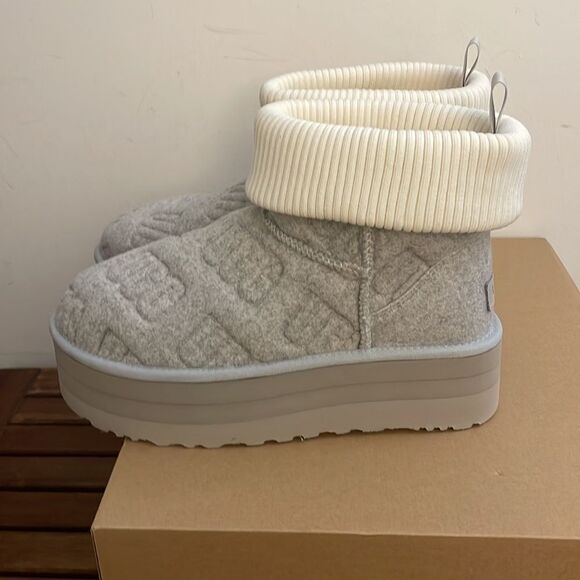 UGG Classic Mini Platform Felted Boots Grey USA Women Size 11/UK 9/EU 42 - Picture 8 of 14